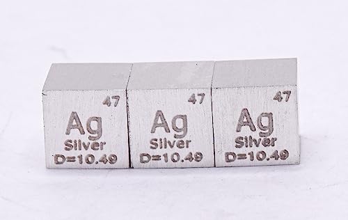 Image of 0.39 inch 10mm Silver Argentum Metal Cube Ag up to 99.9% Pure Periodic Table Element Engraved Density Collection Science Education Display Block Cube + Acrylic Case Box - 1PC