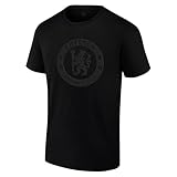 Icon Sports International Club Blackout Unisex Adult Cotton Shirt (Black Chelsea FC Logo Print on Black, Small) Soccer Apparel