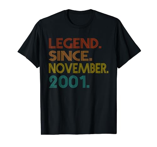 Legend Since November 2001 Classic 2001 Birth Of Birthday Camiseta