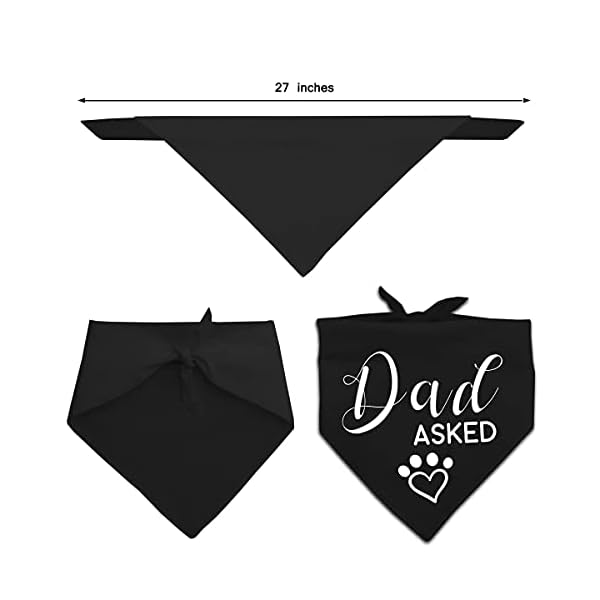 Dad asked and mom said yes dog bandana, wedding engagement photos bridal shower gift puppy dog pet bandanas, pet accessories for dog lovers, maid of honor wedding dog bandana, pack of 2 - image 4