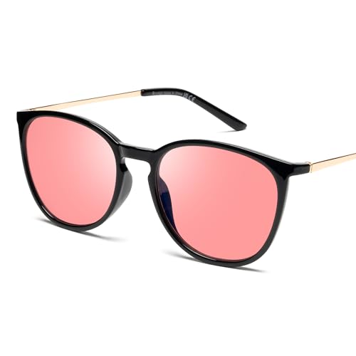 Image of Fluorescent-41 Pink Tinted Blue Light Blocking Glasses for Migraine, Light Sensitivity, Photophobia JF5002