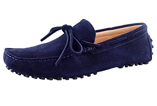 Santimon Mens Penny Loafers Classic Suede Leather Moccasins Casual Slip On Driving Prom Shoes