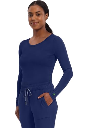 Image of Healing Hands Underscrub Long Sleeve Women Knits Scrub Tops | Soft Cotton Blend Knit, Breathable Stretch Comfort, Machine Wash, Easy Care Fabric, Ideal For Layering Under Scrubs