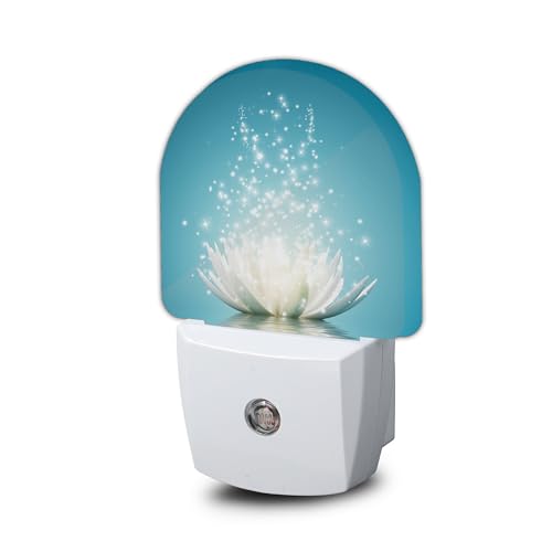 Image of Water Lotus Night Light, Night Lights Plug Into Wall Decor Home Indoor Stairway Kitchen Corridor Boys Girls Women Men Room Gifts