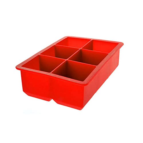Mimo Style Forma Para Gelo Cor Vermelho Com 6 Moldes de Cubos, Material de Silicone Resistente e Fle