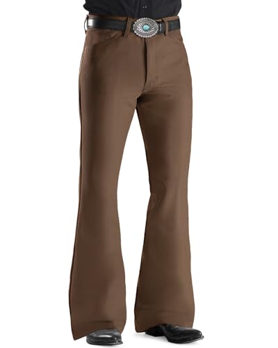 EVEDESIGN Mens Bell Bottom Pants Jeans 70s Disco Outfits for Men Vintage Pants-Small Coffee