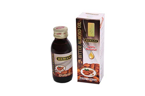 Hemani Bitter Almond Oil 60mL - Nature's Gift for Glowing Skin, Hair & Nails, Soothing Aromatherapy for Mind & Body, 100% Pure & Natural Bitter Almond - Aceite de Almendra Amarga