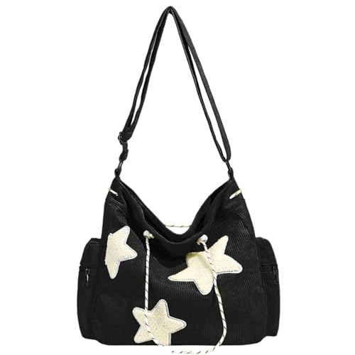 Star Bag, Large Capacity Corduroy Drawstring Star Purse, Aesthetic Cute Tote Bag for School Travel Work