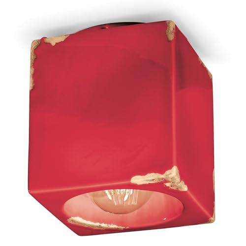 Plafonnier C987 Vintage Ferroluce en rouge vintage pour éclairage rétro