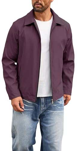 Image of QTE Lightweight Jackets for Men Casual Windbreaker Stylish Light Fall Spring Golf Work Dress Business Coat