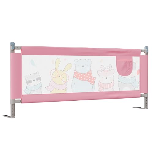Image of LuvLap Comfy Baby Bed Rail Guard (6 ft x 2.3 ft), 180cmx72cm, Bed Rails for Baby & Toddler Safety, Portable, Adjustable Height, Single Side Bed Rail, Pack of 1, Printed Pink New