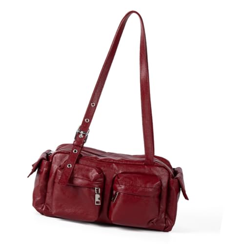 Sac à bandoulière en cuir PU rouge, sac à main tendance pour femme