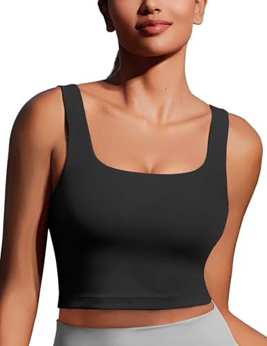 PINSPARK Yoga Bra Damen Bügellos Gepolstert Sport BH Atmungsaktiv Stretch Crop Tops Breiten Trägern Gym BH Winter Lauf Reiten Sport Bra Top Schwarz l