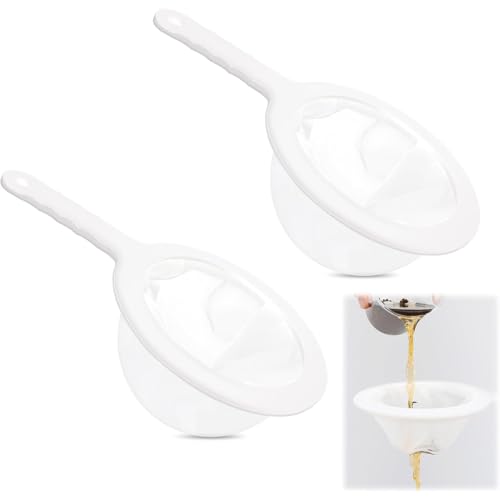 JYNXOR Colador Cocina,2 Piezas Colador de Tela de Cocina Reutilizable,Coladors de Malla de Nailon Fino Ultrafino,Coladores de Telas con Asa,para Jugo Leche Té Yogur(200,400 Malla)