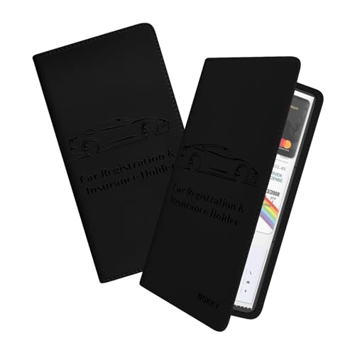 BOKKY 2 Pack PU Car Registration and Insurance Holder Convertible Car Document Holder with Magnetic Shut - Ideal for Documents, Cards, License