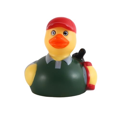 Waddlers Green Golf Rubber Duck, New Fresh Colorful Design, Floating Upright Toy and Collectible Figurine, Sports Gift for All Ages