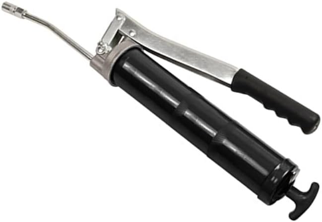 Heavy Duty Lever Action Grease Gun with 6" Rigid Extension and 4 Jaw Coupler with Ball Check. Made in The USA.