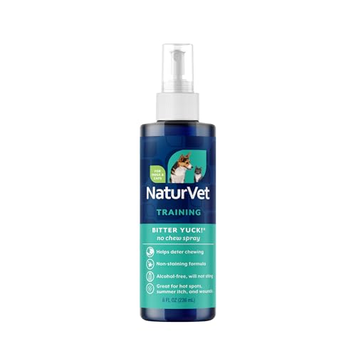 NaturVet Bitter Yuck! No Chew Spray for Dogs, Cats, and Horses Pet Training Spray, Liquid, Made in The USA, 8 Ounce