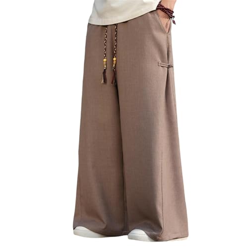Jupe-culotte longue homme style chinois coton lin ample anti-transpiration