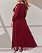 Pinup Fashion Women Plus Size Bridesmaid Dresses Burgundy Formal Long Sleeve Evening Chiffon Elegant Wrap Ruched A-Line Maxi Dress