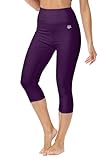 Swim Capris Women UPF 50+ High Waisted Quick Dry Beach Athletic Leggings Tummy Control Purple S