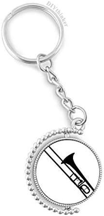 DIYthinker Trombone Classical Music Instrument Pattern Rotatable Keyholder Ring Disc Accessories Chain Clip image 2