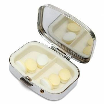 Old Colored Wood Custom Fashion Silver Square Pill Box Tablet Holder Wallet Organizer Case For Pocket Or Purse #TOP1