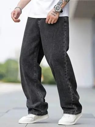 Image of Men's Loose Fit Baggy Jeans | Relaxed Wide Leg Denim Pants with Comfortable Waist & Streetwear Style | Casual Retro Fashion Jeans for Men