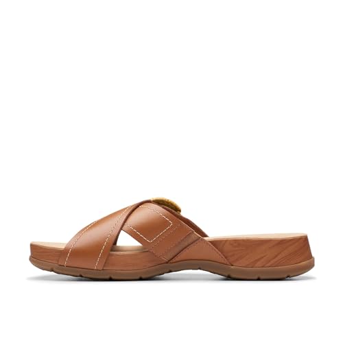 Clarks Collection Women's Reileigh Bay Slide Sandal, Cinnamon Leather, 11 Medium US - image 5