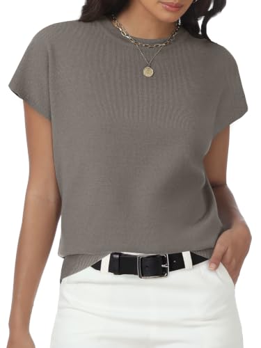 Image of Womens Tops Summer Sweaters Short Sleeve Shirts Dressy Casual Basic Casual Cap Sleeve Tops Beach Vacation Clothes
