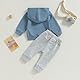 Geagodelia Baby Jungen Kleidung Outfit Babykleidung Set Langarm Kapuzenpullover Top + Hose Neugeborene Weiche Babyset Zweiteiler Patchwork (A1 - Blau & Grau, 6-12 Monate)