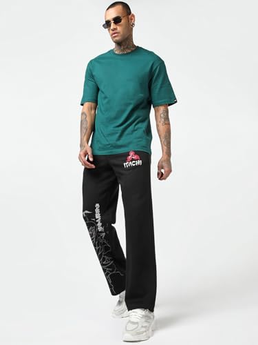 Image of Bewakoof Official Naruto Merchandise Itachi Men's Graphic Print Straight Fit Poly Cotton Track Pant