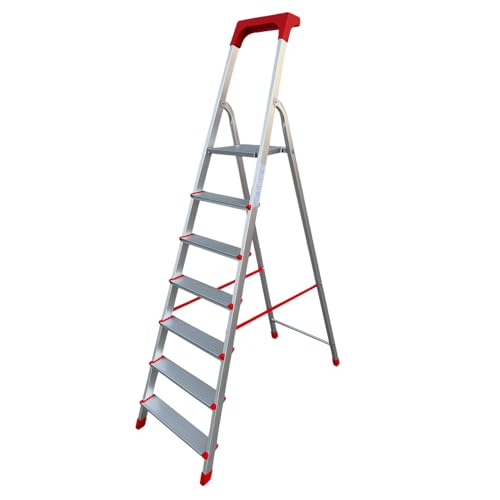 eacommerce - Scala Domestica in Alluminio | Antiscivolo con Gradini da 80mm | Portaoggetti e...