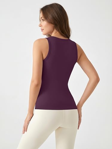 Image of ATTRACO Ribflex Workout Tank Tops for Women Seamless Full Length Gym Tops Athletic Yoga Top Built in Bra