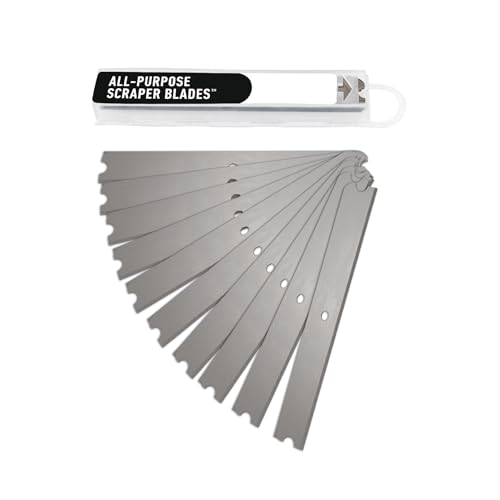 Image of Unger 12 inch Professional All-Purpose Scraper Replacement Blades, 10 Pack, Dual-Sided Adhesive Cleaning Supplies for Windows, Glass, Floors, Paint, Stickers, Gum Removal
