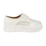 Materiales metalizados Zapato Sneaker platafoma Casual Estilo Oxford con calados y Metalizados Primavera Verano 2019. Talla 41 Plata