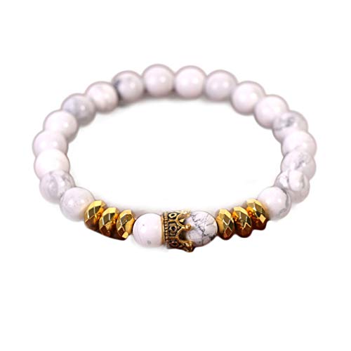 YAZILIND Handmade Gem Semi Precious Gemstone 8mm Round Beads Stretch Bracelet 7