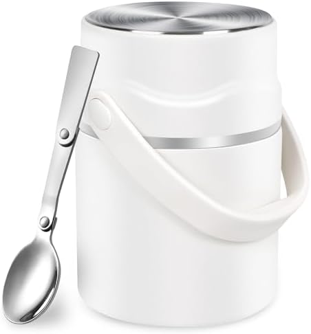 Boîte Isotherme Repas 800 Ml Acier Inox 316 - Thermos Alimentaire Chaud/Froid 12h + Sac + Cuillère Pliante - Noir