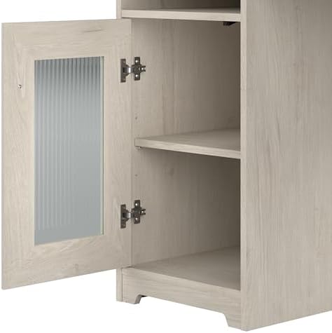 Bush Home Cabot L Shaped Desk with Hutch, Corner Desk with Storage for Home Office in Linen White Oak, 60W L Shaped Computer Desk - 4