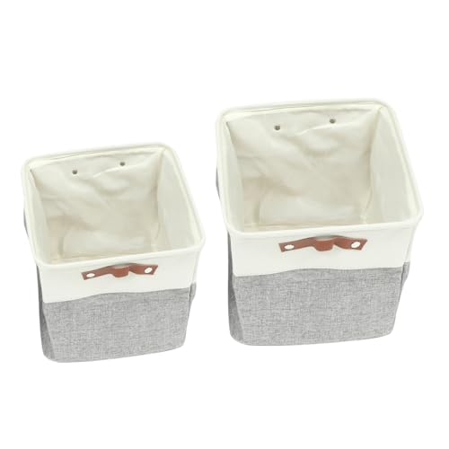 EPIGEIST 2 piezas Cesto Plegable de Tela con Asas de Piel para Ropa y Juguetes de Unidades Almacenamiento Práctico y Compacto para Hogar