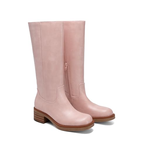 Image of DREAM PAIRS Women's Square Toe Platform Chunky Block Heel Knee High Riding Boots