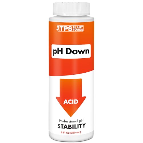 TPS NUTRIENTS Ultra Strength pH Down Professional Acid pH Adjuster for Soil and Hydroponics Buffering and Stability Control 8 oz (250mL)