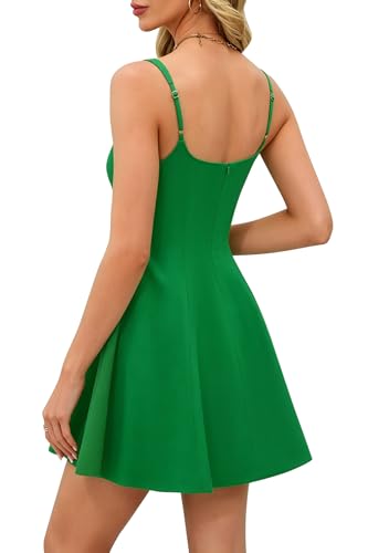 Image of Womens Square Neck Mini Dress Sexy Sleeveless Adjustable Straps Summer Cute A-Line Short Prom Cocktail Party Dresses