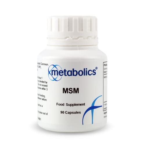 Metabolics MSM Capsules (Pot of 90) | 600MG Per Capsule Methyl Sulfonyl Methane- No Additives & Made in The UK