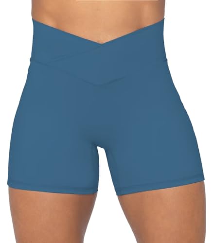 Image of Sunzel Crossover Biker Shorts for Women, No Front Seam V High Waist Yoga Workout Gym Shorts with Tummy Control | 4 Or 6-Inch Inseam, High Waisted, Tummy Control, Crossover Waist, Buttery Soft, No Front Seam, Squat Proof, Compression