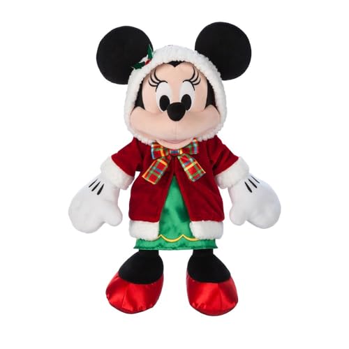 Disney Store Holiday Plush – Minnie Mouse Stuffed Animals with Embroidered Details, Plush Sculpting Christmas Collection Soft Toys Suitable for All Ages
