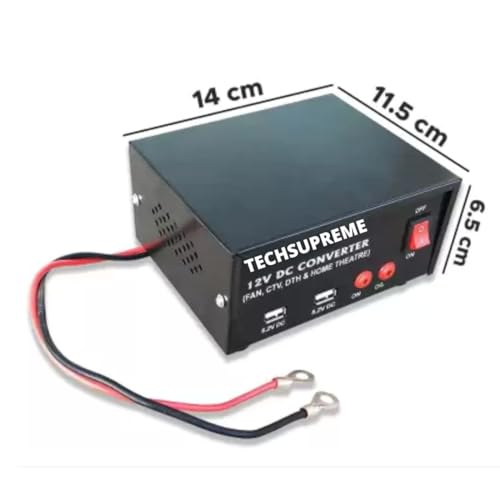 Image of TECHSUPREME 200 Watt Converter 12v DC to AC Mini Inverter - SMPS, Lap Top, LED TV,Incubator &12 Volt 2 amp Battery Charger A6
