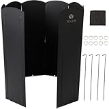 ヨーラー|YOLER 大型風防板 ウインドスクリーン 風よけ キャンプ 焚き火 リフレクター 折り畳み式 10枚連結 高さ50cm リング付 ペグ付き 固定可能 専用収納ケース アウトドア 燃料節約 風防 反射板 (ブラック版150×60cm)