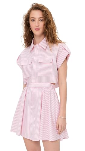 o.p.t Women's Rowe Dress, Pink Stripe, S