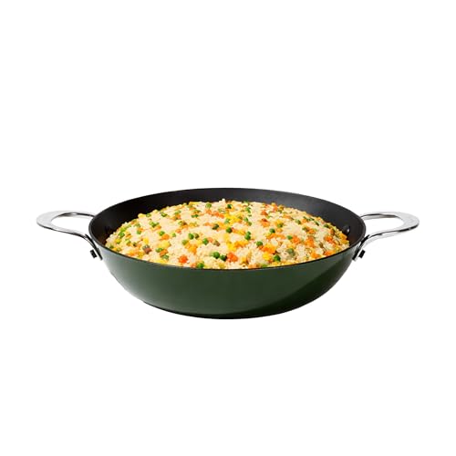 Image of CUMIN CO. Enamel Cast Iron Kadai LITE | 4L, 28 cm |5 Years Warranty | Non Toxic Heavy Bottom Kadhai for Frying | Induction & Gas Compatible | Chemical Free Coating | Green